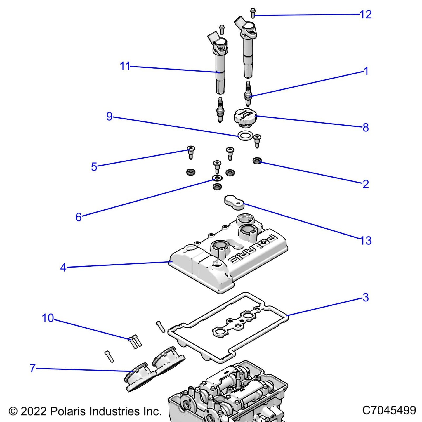 Polaris RZR Valve Cover, 2 Cylinder, Machined, Genuine OEM Part 5141003, Qty 1