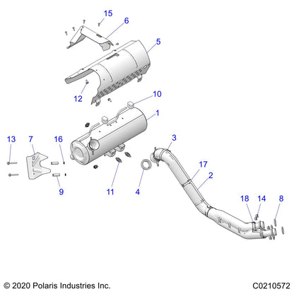 Polaris ATV Exhaust Shield Spring, Genuine OEM Part 5253865, Qty 1