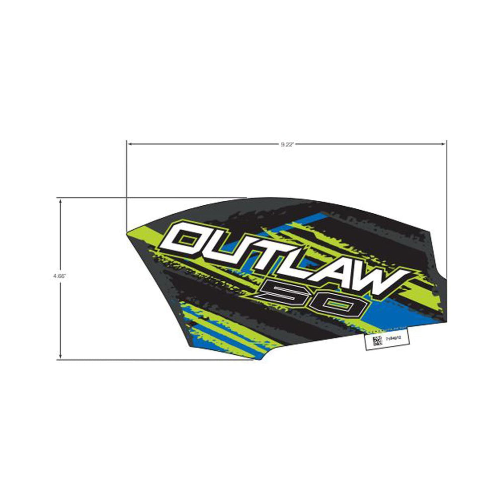 Polaris ATV Side Decal, Outlaw 50, Blue, Right, Genuine OEM Part 7184912, Qty 1
