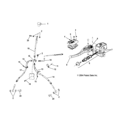 Polaris ATV Brake Line, Front, Left, Stainless, Genuine OEM Part 1910474, Qty 1