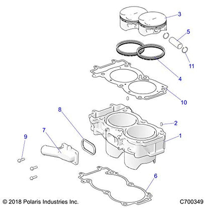 Polaris Ranger ASM., PISTON [INCL. 4,5], Genuine OEM Part 2208319, Qty 1