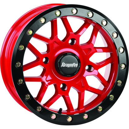 DragonFire Racing Typhon Wheel 15X6 4/156 5+1 +40 Machined Red