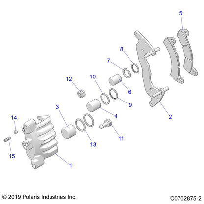 Polaris RZR 3-Piston Brake Caliper Assembly, Genuine OEM Part 1913240, Qty 1