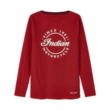 Indian Motorcycle Women's Script Icon Henley Long Sleeve T-Shirt, Red