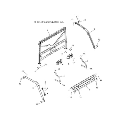 Polaris Off Road Cab Frame Weld, Front, Right, Matte Black, Genuine OEM Part 1018083-458, Qty 1