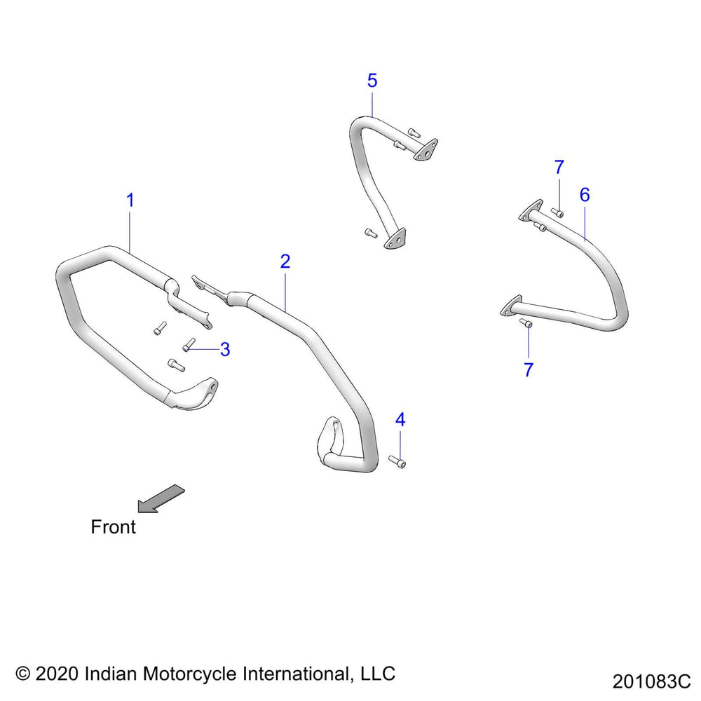 
                      
                        Indian Motorcycle Highway Bar Assembly, Left, Chrome, Genuine OEM Part 1024172-156, Qty 1
                      
                    