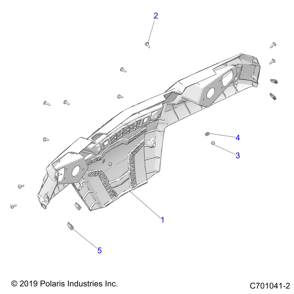 Polaris RZR Bumper Assembly, Rear, Gloss Black, Genuine OEM Part 2634148-070, Qty 1