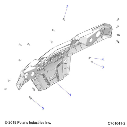 Polaris RZR Bumper Assembly, Rear, Gloss Black, Genuine OEM Part 2634148-070, Qty 1