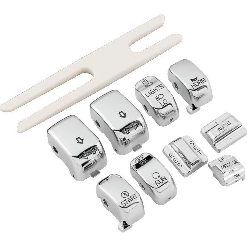 Bikers Choice 96-16 FLHT FLHR 06-16 FLHX Chrome Switch Cap Kit Replaces H-D 71816-09