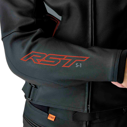 S1 D3o Leather Jacket Blk/Gry/Red Md