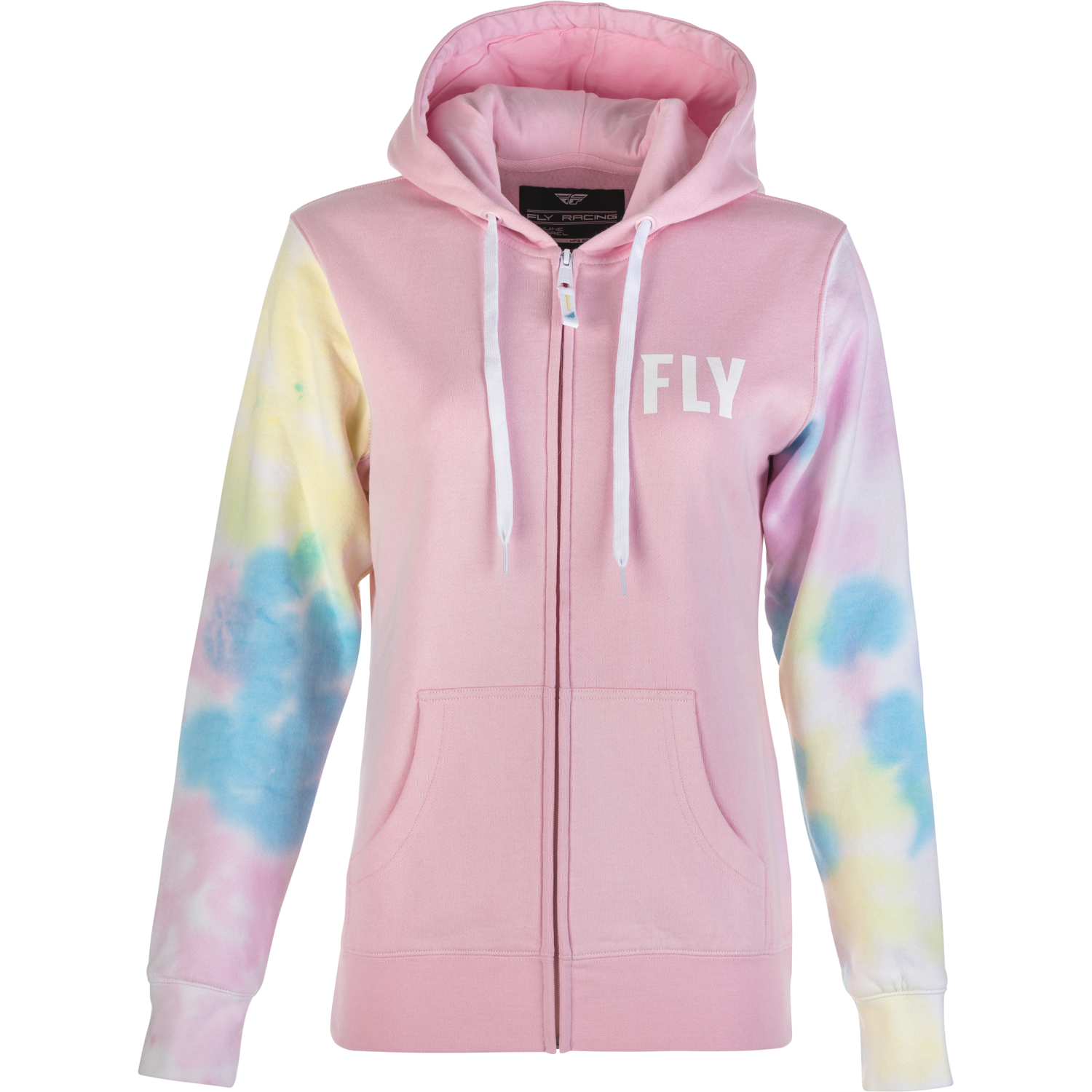 Women's Fly Tie Dye Zip Up Hoodie Pink/Yellow/Blue Lg