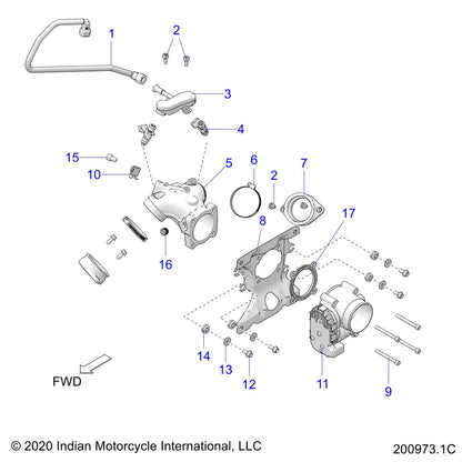 Indian Motorcycle Throttle Body Assembly, Genuine OEM Part 1204685, Qty 1