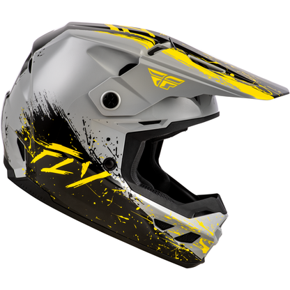 Youth Kinetic Drip Helmet Grey/Black/Yellow Yl