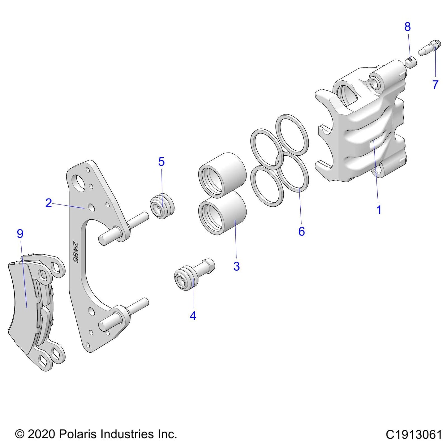 Polaris Ranger Disc Brake Caliper Assembly, 1 3/8, Genuine OEM Part 1913060, Qty 1