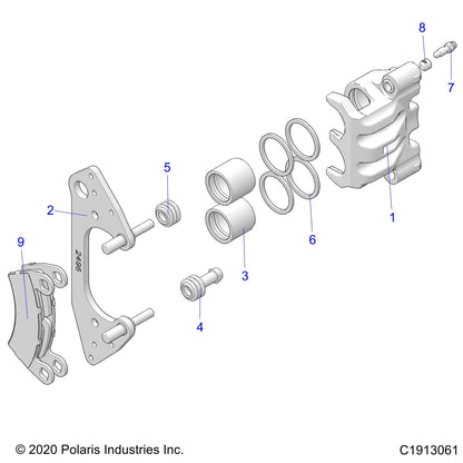 Polaris Ranger Disc Brake Caliper Assembly, 1 3/8, Genuine OEM Part 1913060, Qty 1