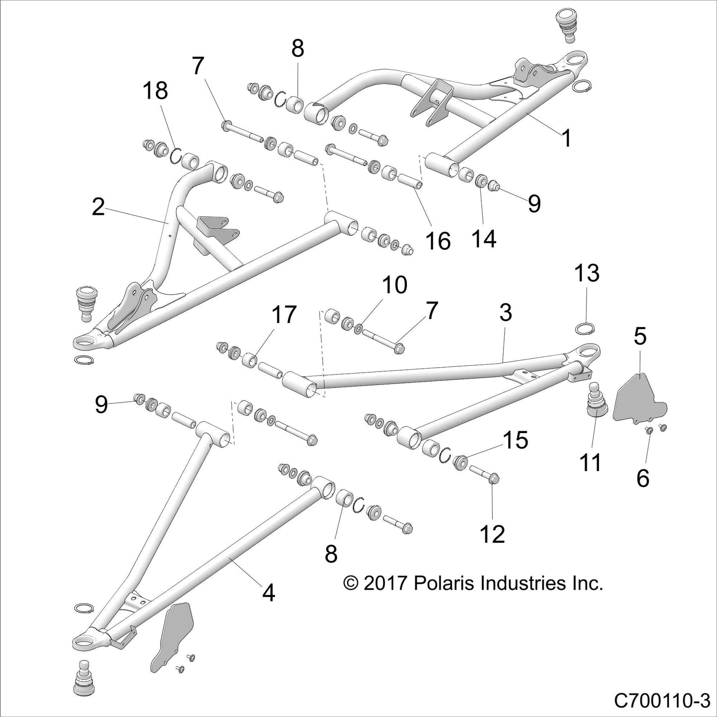Polaris RZR Control Arm, Front, Upper, Left Hand, Indy Red, Genuine OEM Part 1023167-293, Qty 1