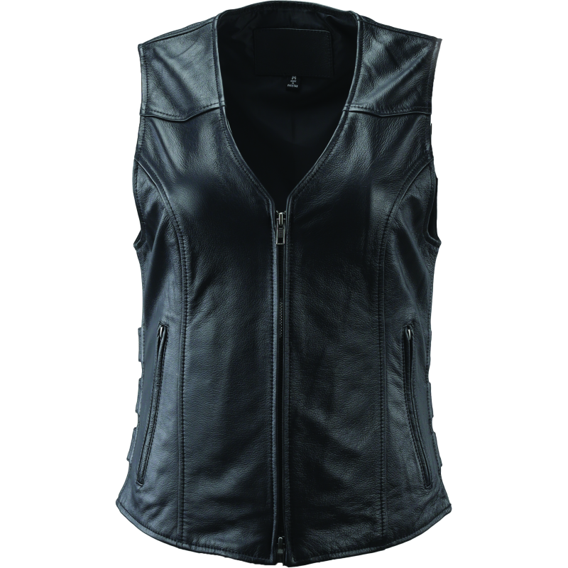 Kuryakyn Leather By River Road Plains Leather Vest Black Womens - XL