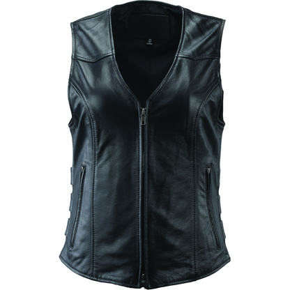 Kuryakyn Leather By River Road Plains Leather Vest Black Womens - XL