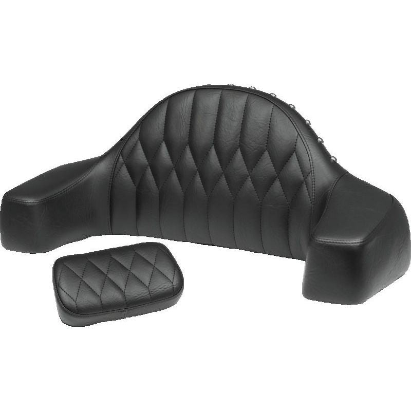 Mustang 08-24 HD FL Touring Double Diamond Squareback 1PC Seat - Black w/ Grey Stitching