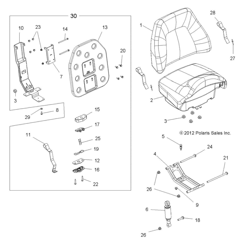 
                      
                        Polaris ATV Passenger Seat Assembly, Bottom, Gloss Black, Genuine OEM Part 2684991-070, Qty 1
                      
                    