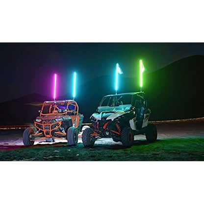 5150 Whips 187 Style Bluetooth Controlled LED Color Changing Whips - Move to Music/Sound - Crazy Bright. Crazy Strong. (Set of 2 Whips - 4Ft)