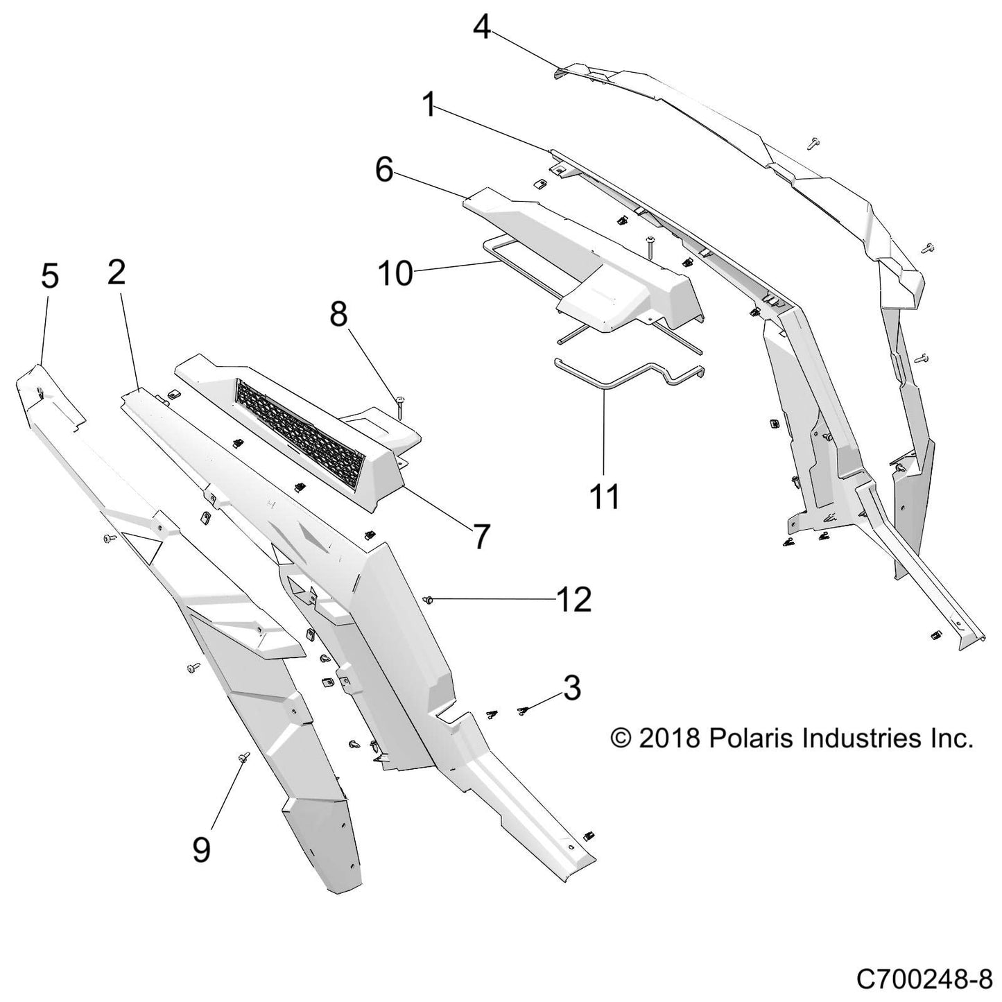 Polaris RZR Fender Assembly, Left Side, White Lightning, Genuine OEM Part 2635123-599, Qty 1