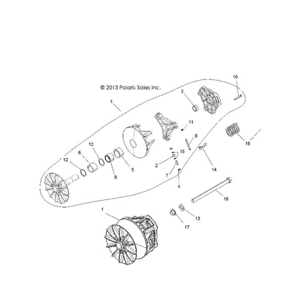 Polaris Ranger Basic Drive Clutch Bearing Assembly, Genuine OEM Part 1323193, Qty 1