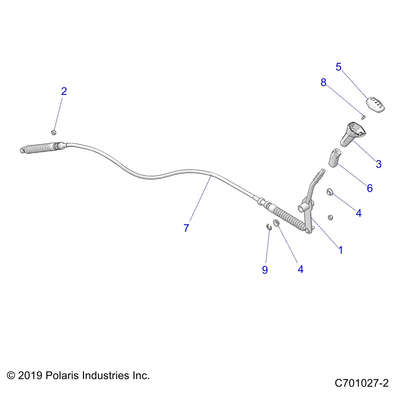 Polaris RZR Shift Cable, Genuine OEM Part 7081922, Qty 1