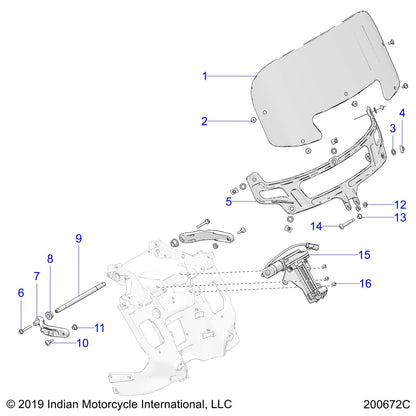 Polaris Snowmobile Indian Motorcycle Polycarbonate 11 in. Low Windshield, Tinted - 2883707-02