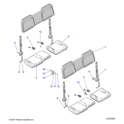 Polaris Off Road ASM-SEAT,3PASS,BACK,K.VNYL [FROM 3/13/19], Genuine OEM Part 2689709, Qty 1