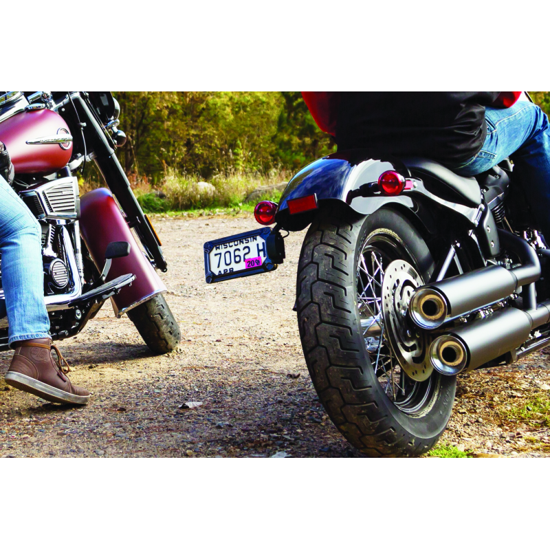 Kuryakyn Nova Side Mount License Plate Frame Gloss Black