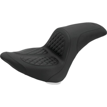 Mustang 06-17 Harley Softail Wide Tire (200mm) Fastback 1PC Seat w/Diamond Stitch - Black