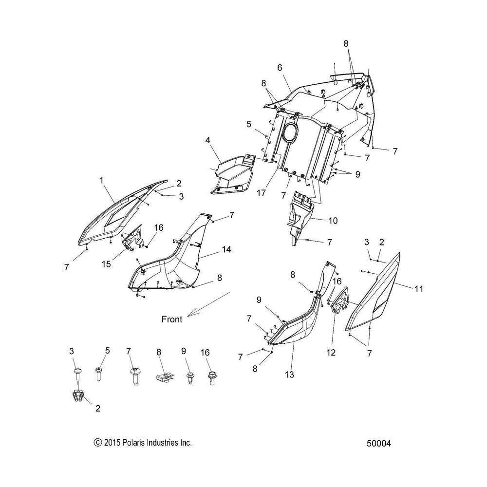 Polaris Slingshot Wing Support Weld, Rear, Left, Black, Genuine OEM Part 1019436-329, Qty 1