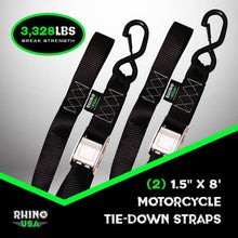 Rhino USA Cambuckle Motorcycle Tiedown Straps 2-Pack (Blue) 1.5In X 8Ft