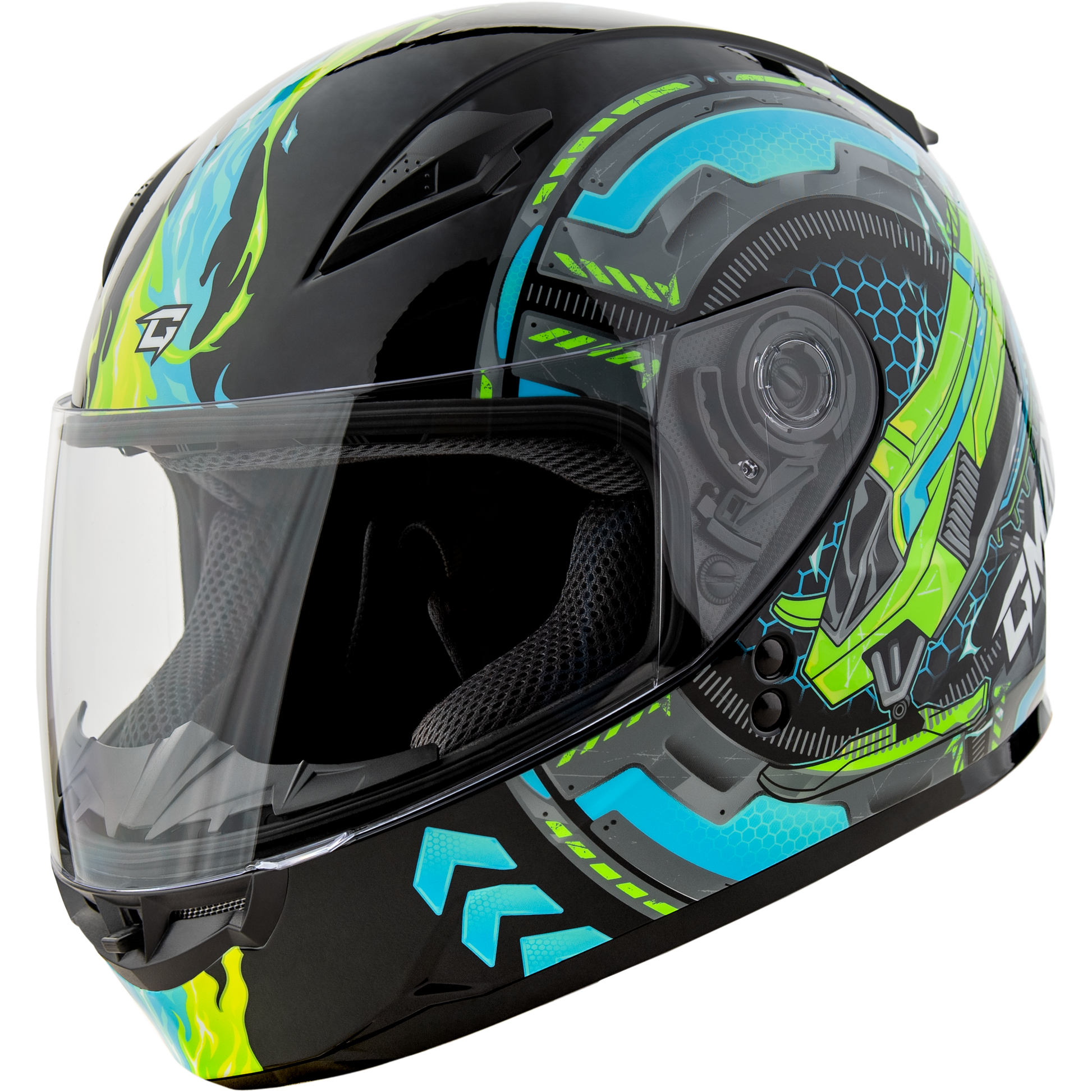 Gm 49y Charge Helmet Black/Blue/Green Ys