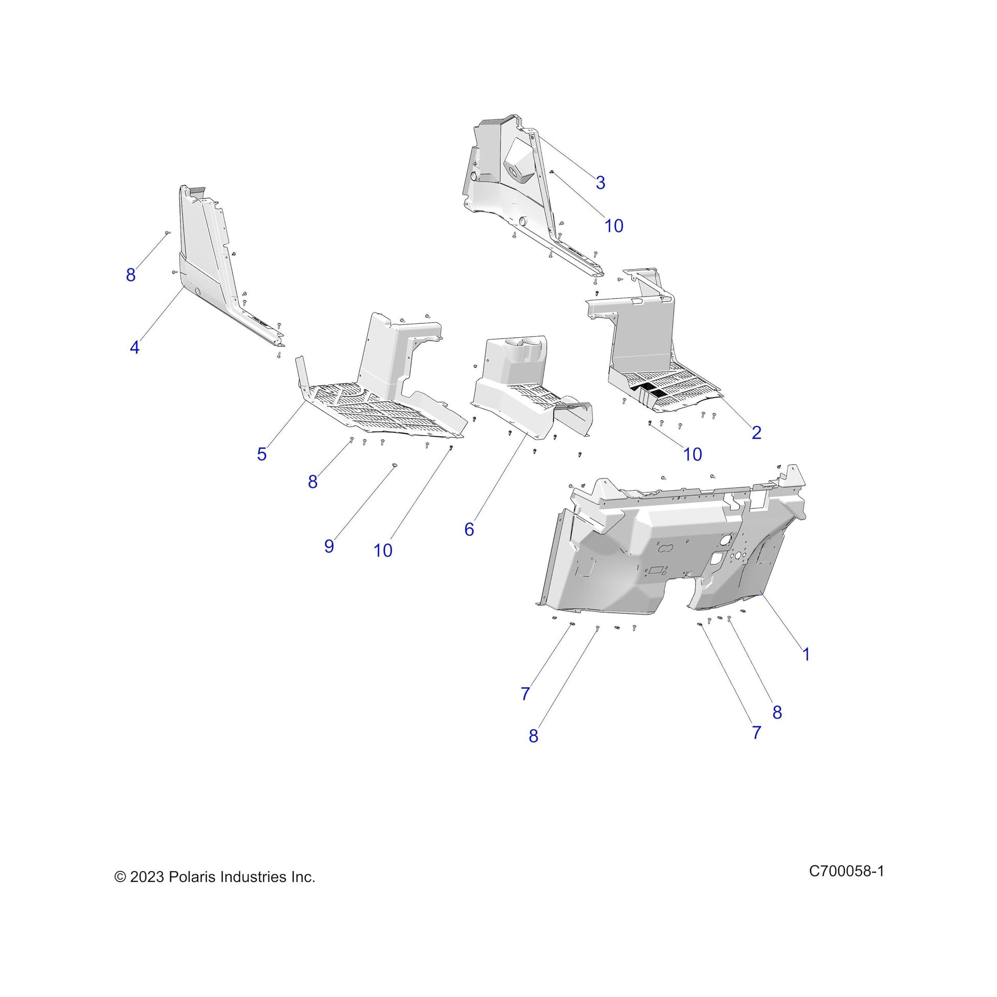 Polaris Ranger Floor, Left, Genuine OEM Part 5453737-070, Qty 1