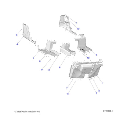 Polaris Ranger Floor, Left, Genuine OEM Part 5453737-070, Qty 1