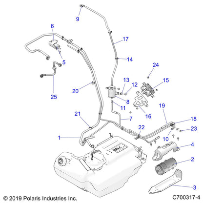 Polaris RZR Supply Fuel Line Assembly, Genuine OEM Part 2521993, Qty 1