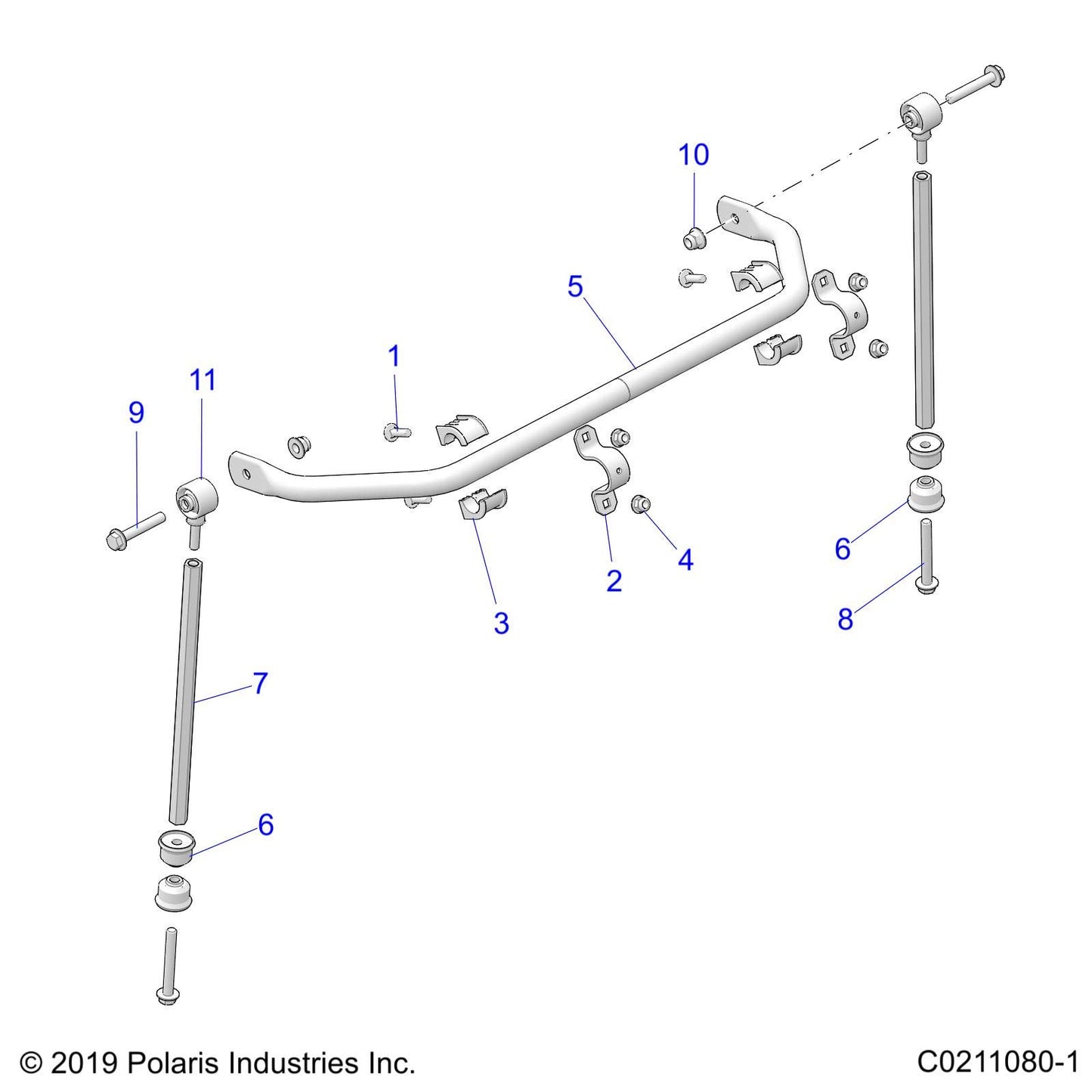 Polaris ATV TUBE-STABILIZER,FORMED,55,BLK, Genuine OEM Part 5341488-067, Qty 1