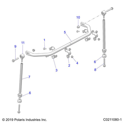 Polaris ATV TUBE-STABILIZER,FORMED,55,BLK, Genuine OEM Part 5341488-067, Qty 1