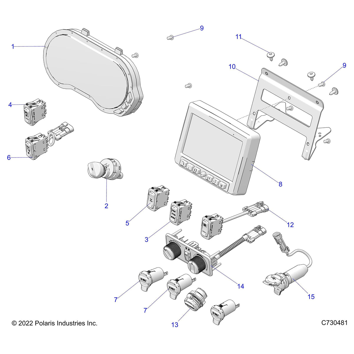 Polaris Ranger Control, HVAC, Genuine OEM Part 2416422, Qty 1
