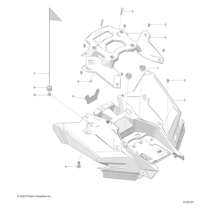 Polaris ATV Rack-Rear,BLK, Genuine OEM Part 5456123-070, Qty 1