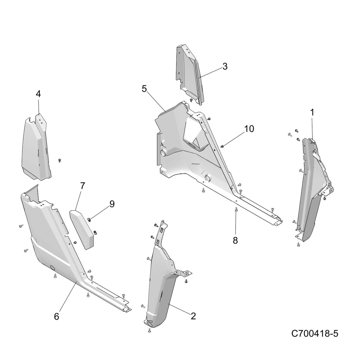 Polaris Ranger Fender, Rear, Upper, Left Side, Gloss Black, Genuine OEM Part 5453734-070, Qty 1