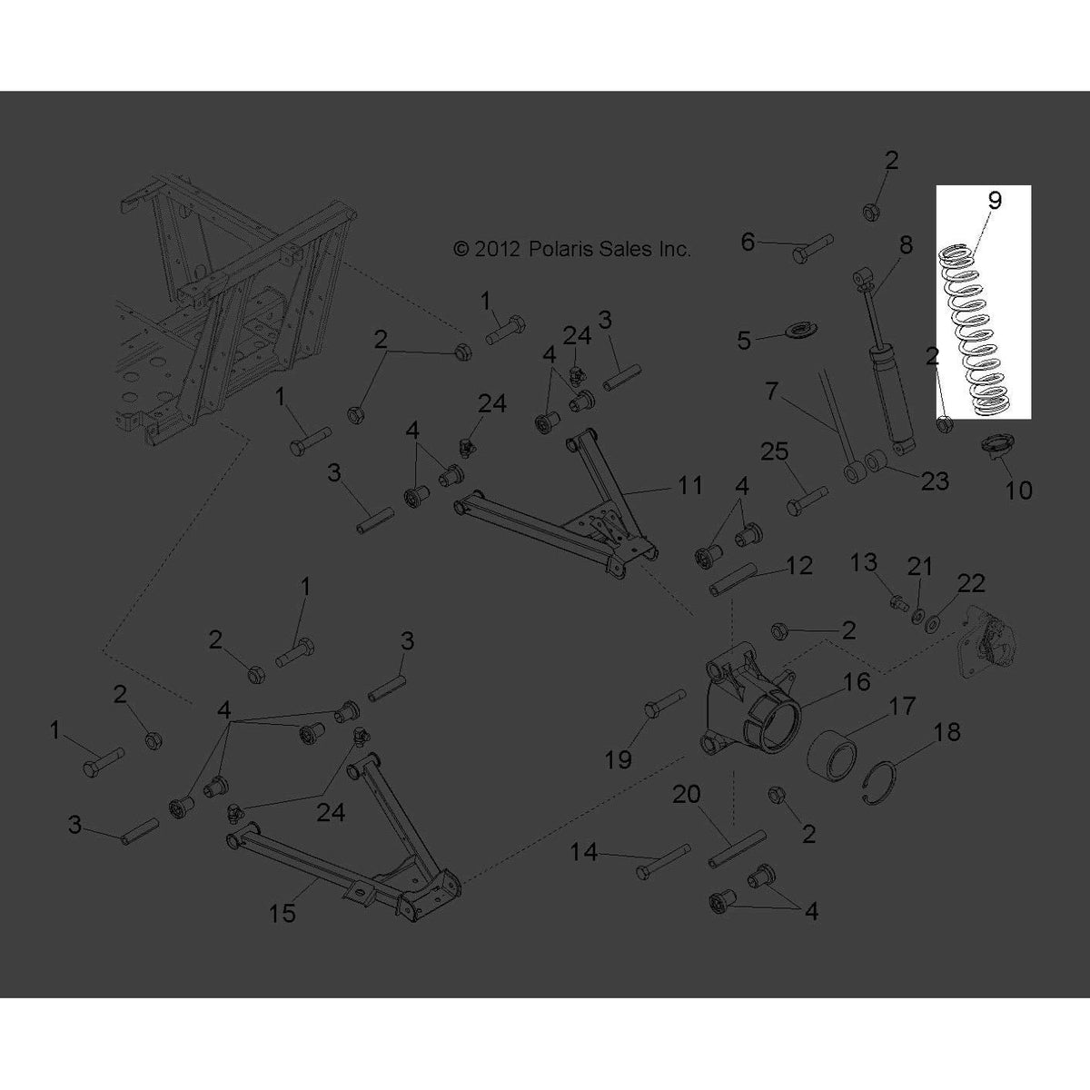 Polaris Ranger Spring, Rear, Matte Black, Genuine OEM Part 7043706-458, Qty 1