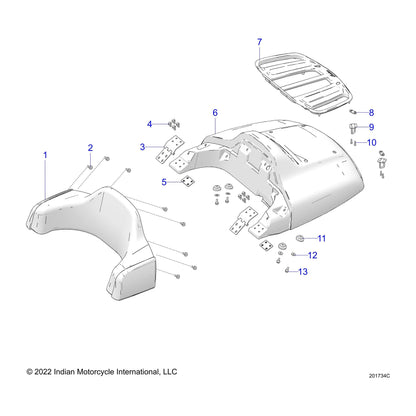 Indian Motorcycle Trunk-Rack,RM,CHR, Genuine OEM Part 5634268-156, Qty 1