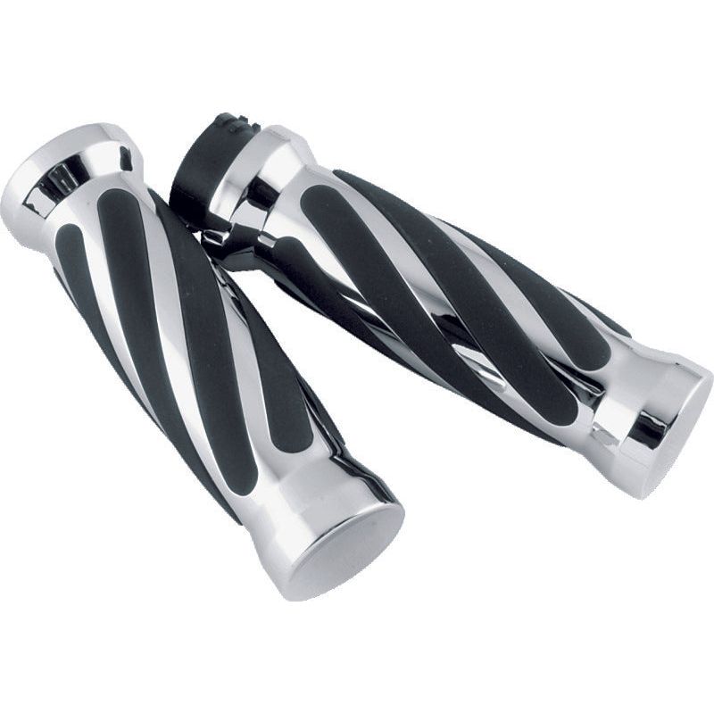 Bikers Choice 81-17 XL & Big Twin Dual Cable Chrome & Black Twisted Grips Pr