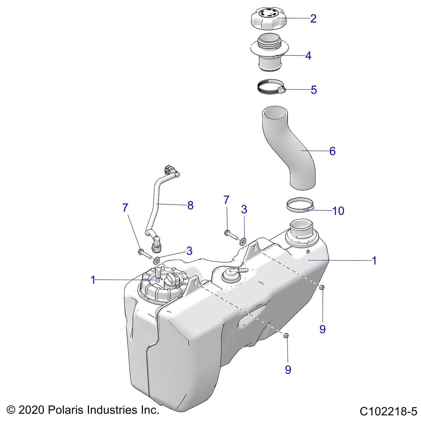 Polaris ATV Fuel Inlet, Genuine OEM Part 5436898, Qty 1