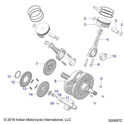 Indian Motorcycle GEAR-CRANK/BALANCE SHAFT, Genuine OEM Part 6230900, Qty 1