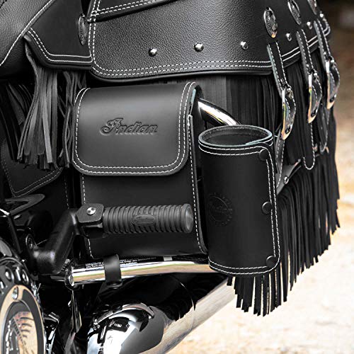 
                      
                        Indian Motorcycle Rear Highway Motorcycle Bar Bag for Specific Bagger, Touring Models, Black Genuine Leather, Includes Water Bottle Holder and One Pouch for Gloves, Maps, Phone and More - 2880297-01
                      
                    