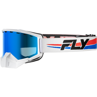 Focus Snow Goggle Whte/Red/Blu W/Dark Blue Mirror/Smoke Lens